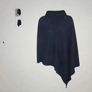 360CASHMERE WOMEN'S BLACK TURTLENECK PONCHO